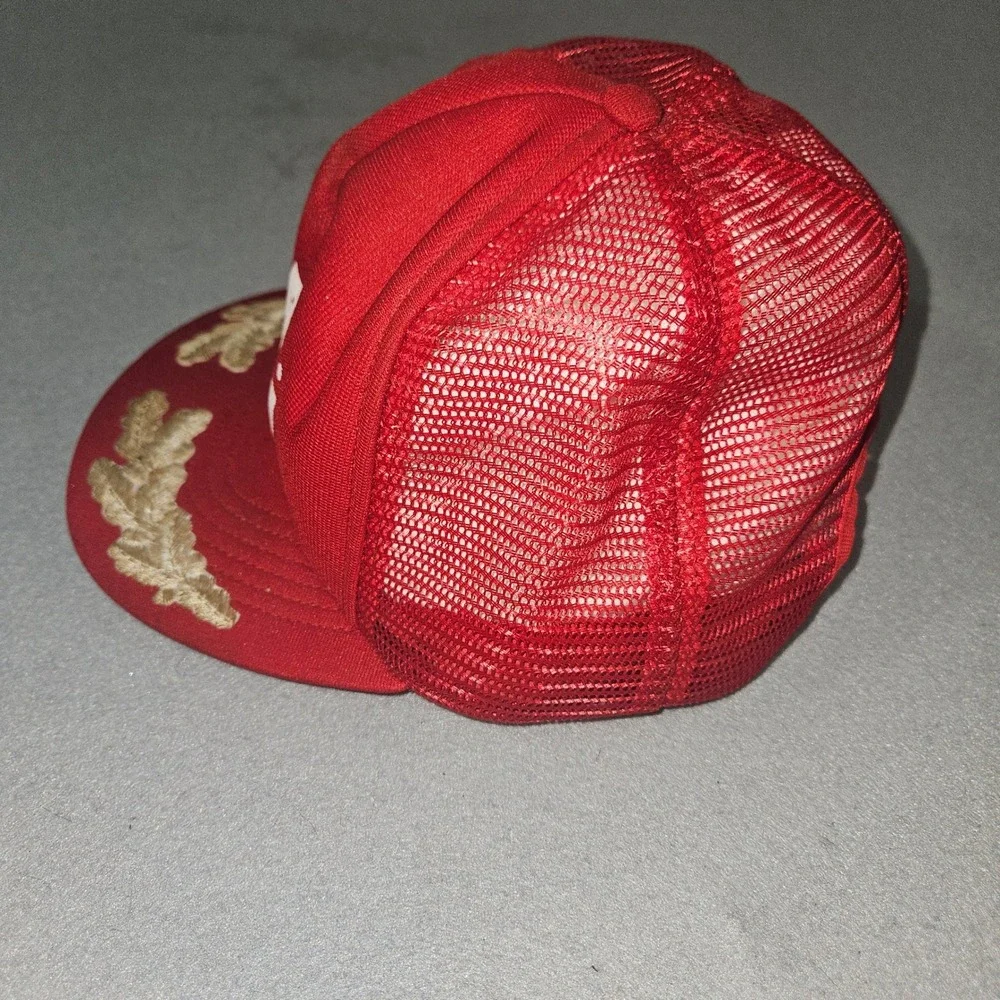 VTG LeeBoy Pavers Maintainers Trucker Hat Red Scrambled Eggs Made in USA Sz OSFA